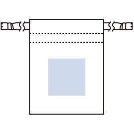 サテンフリル巾着エコバッグ（S）のシルク印刷可能範囲