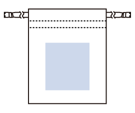 サテンフリル巾着エコバッグ（M）のシルク印刷可能範囲