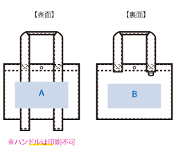 キャンバスカラーハンドルスクエアトートバッグ シルク印刷可能範囲