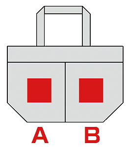 リサイクルデニム2ポケットトートバッグのシルク印刷可能範囲