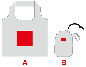 ポータブルエコバッグ(カラビナ付き）のシルク印刷可能範囲